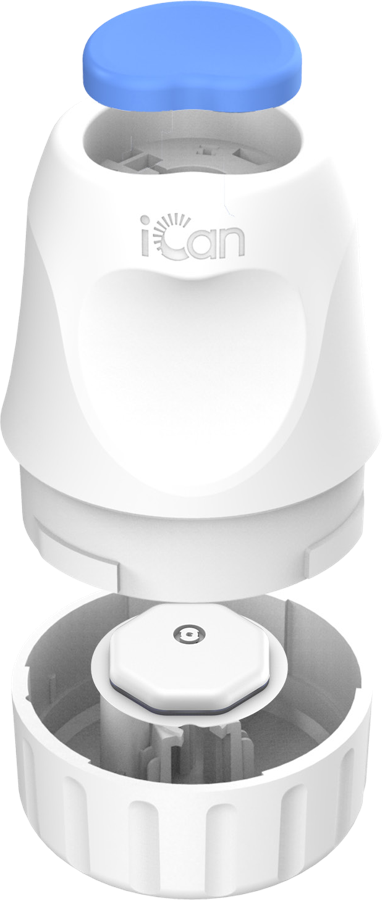 iCan i6 applicator with its cap removed, showing the sensor inside